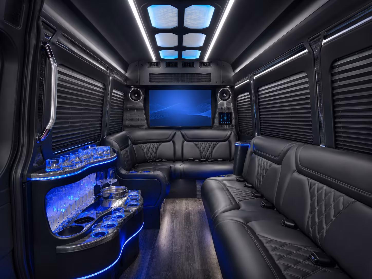 orem 50 passenger party bus interior